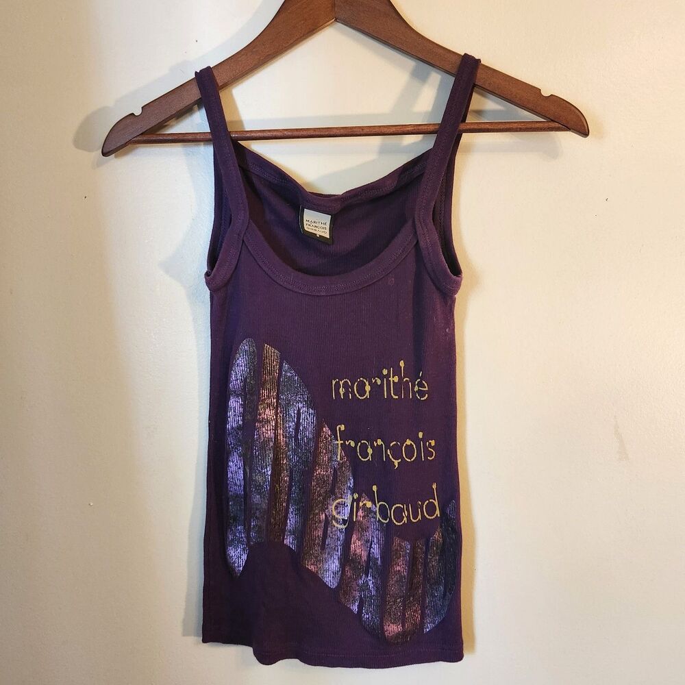 VTG Marithé François Girbaud Ribbed Tank Top S Purple Metallic Y2K Euro McBling